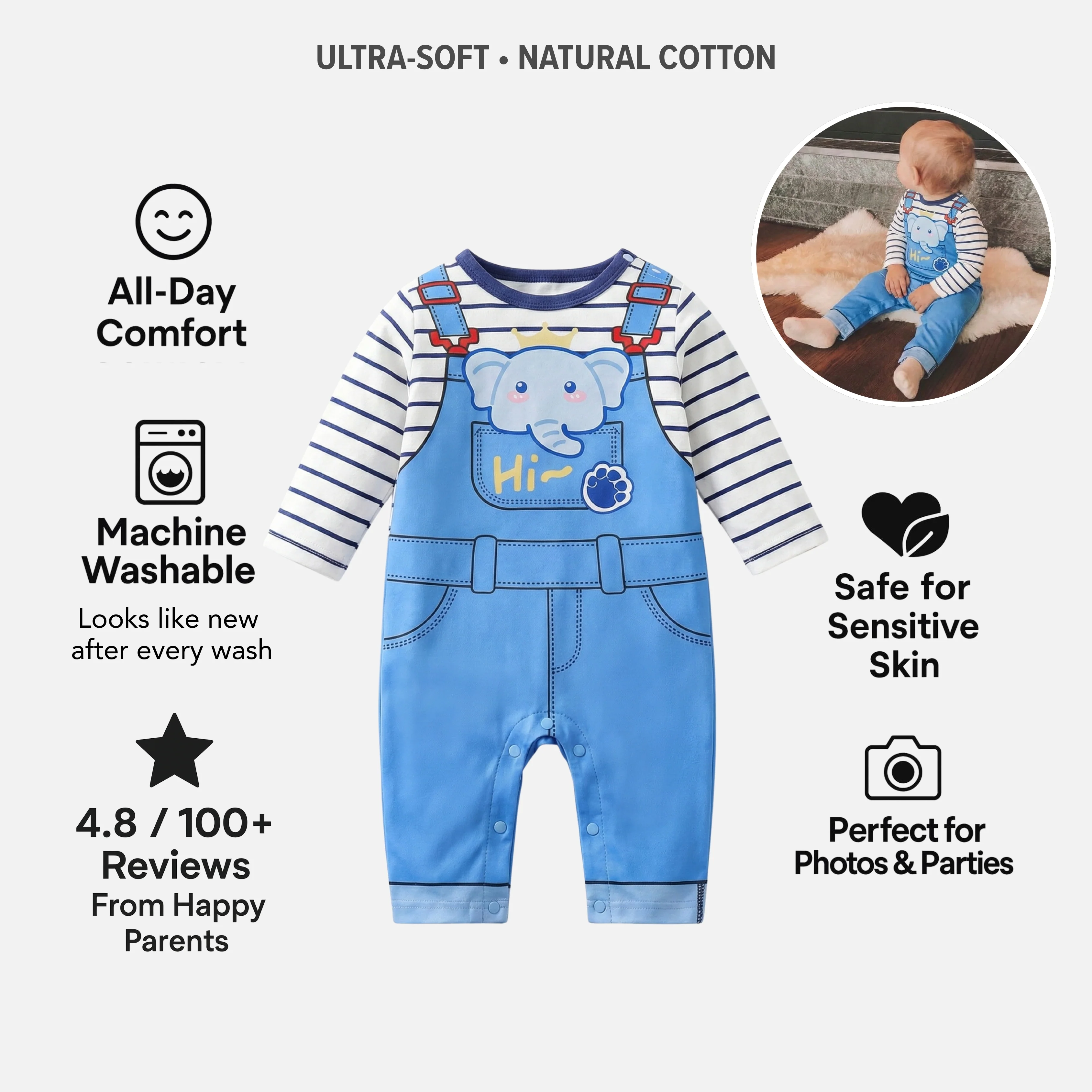 AMA™ Little Сute Elephant Kids Onesie - Image 3