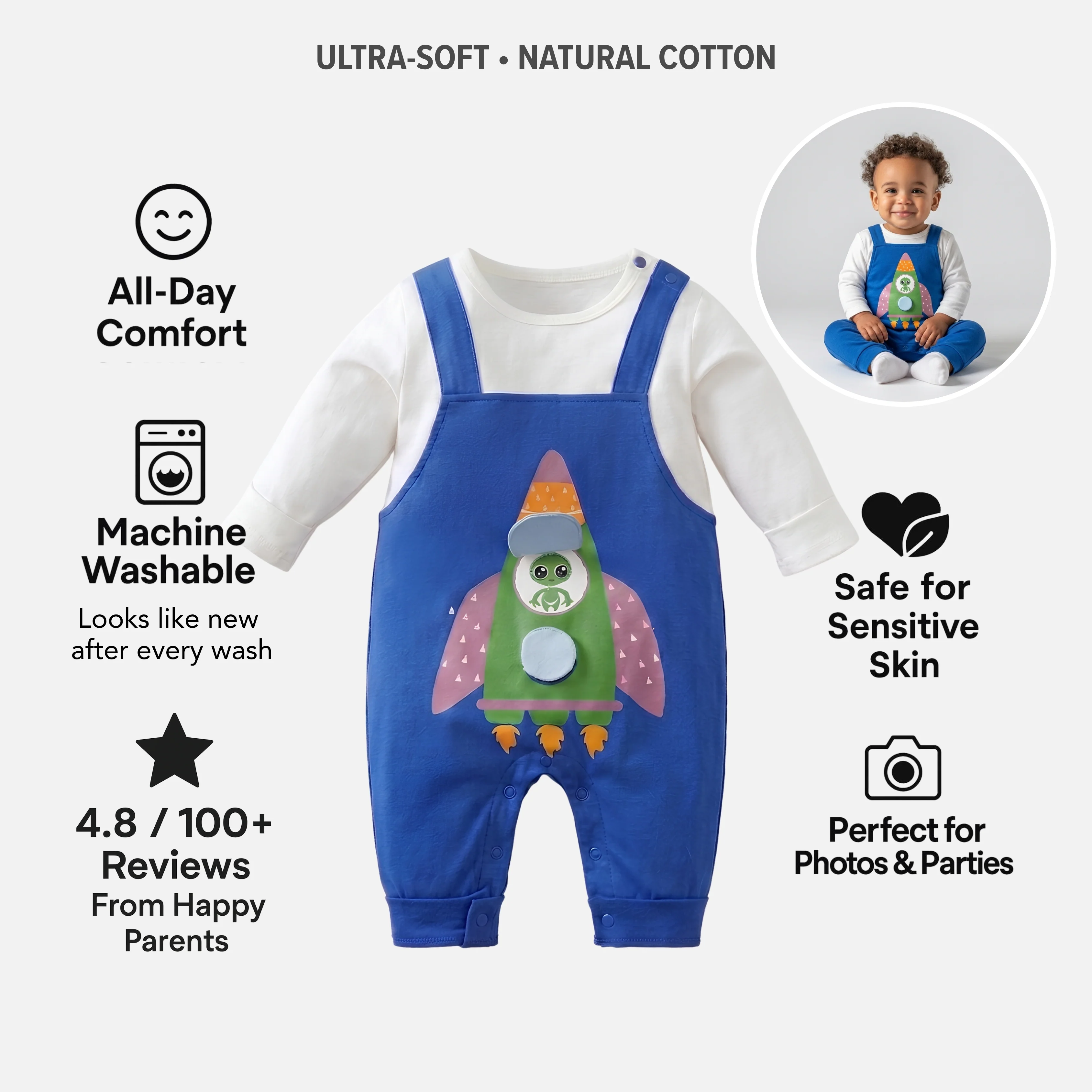 AMA™ Little Alien Rocket Kids Onesie - Image 4
