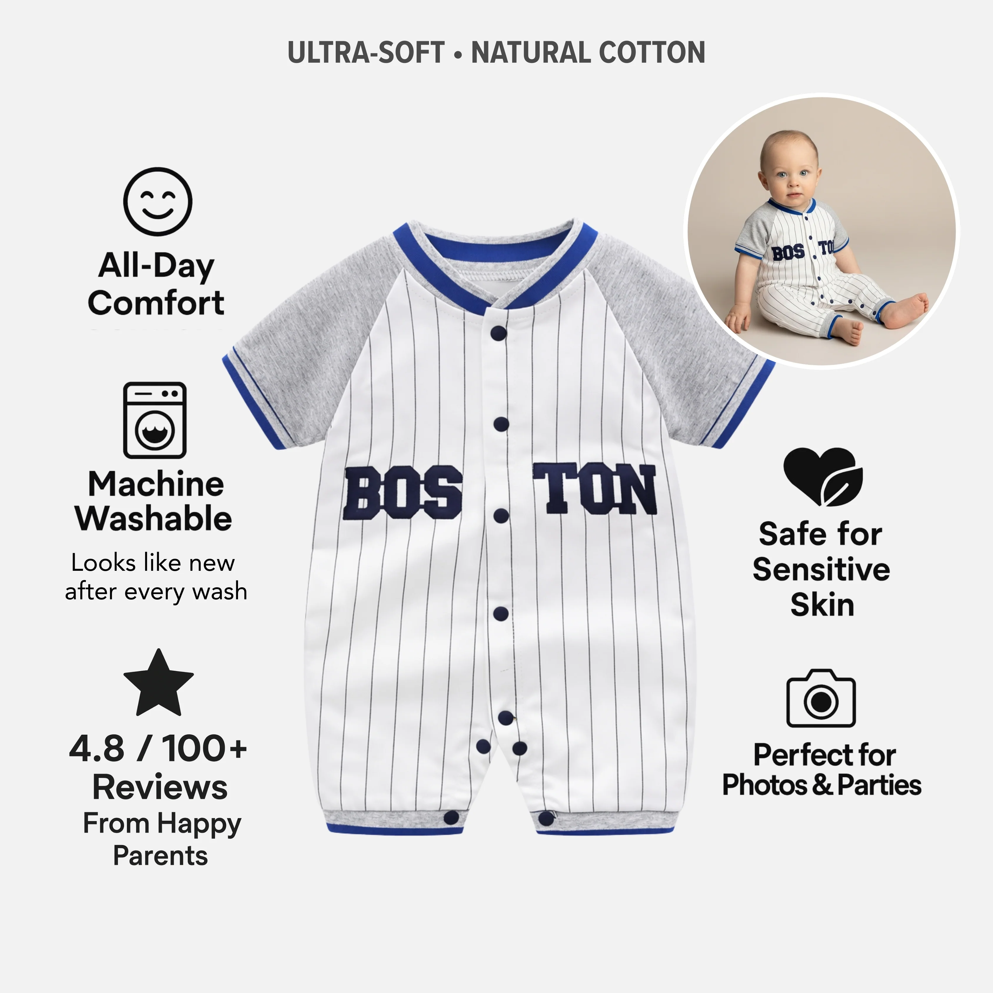 AMA™ Little Boston Slugger Kids Onesie - Image 4
