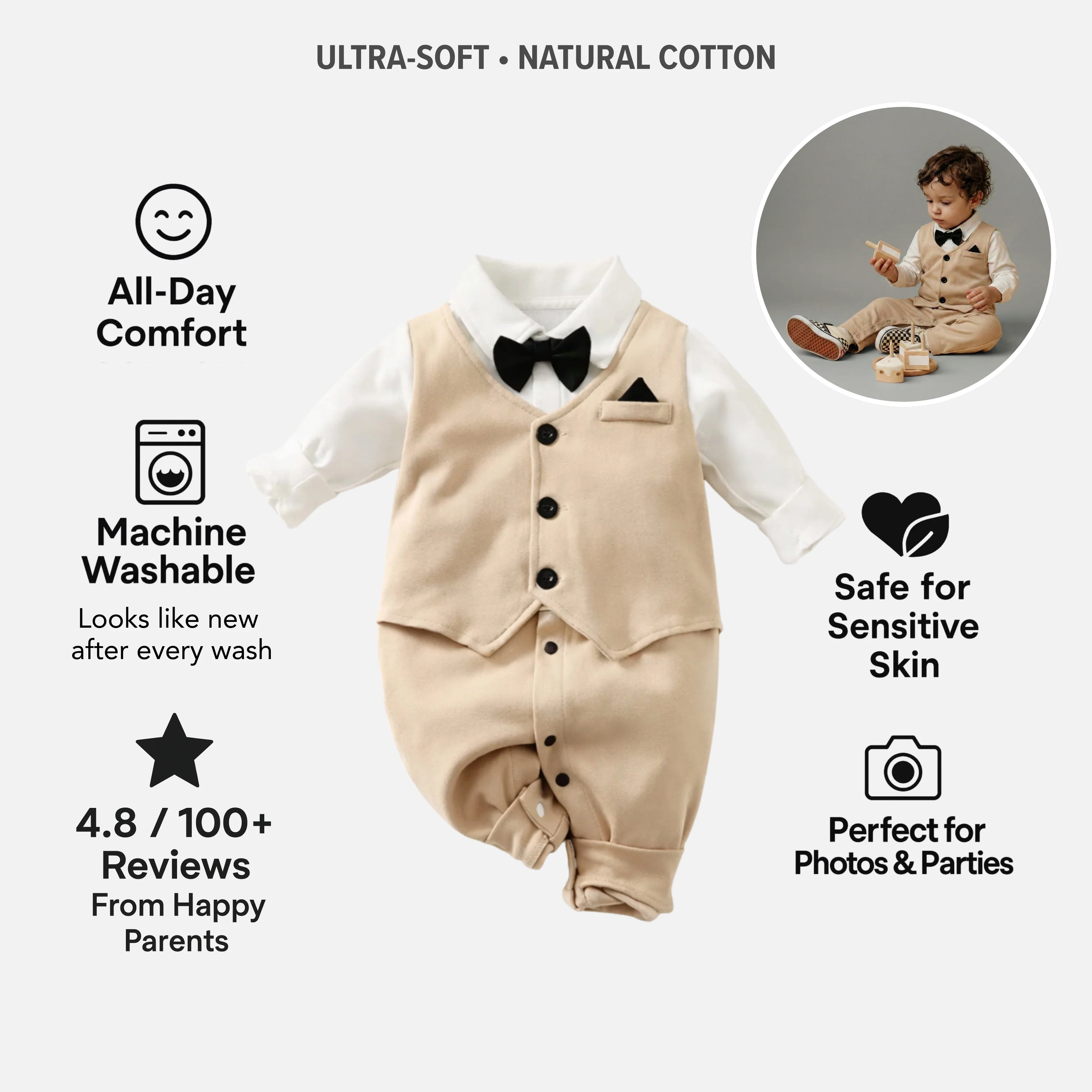 AMA™ Little Champagne Gentleman Kids Onesie - Image 3