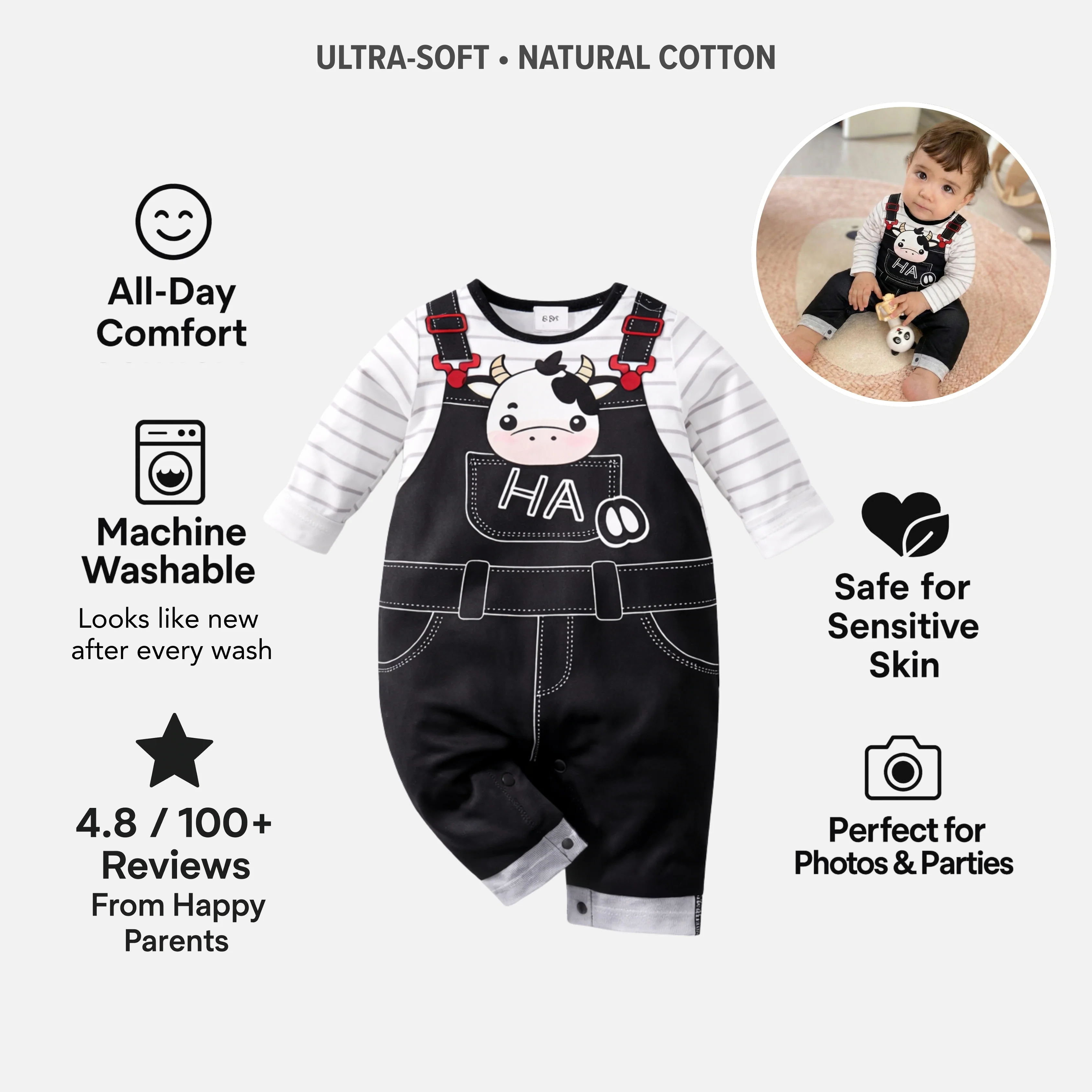 AMA™ Little Cow Kids Onesie - Image 3