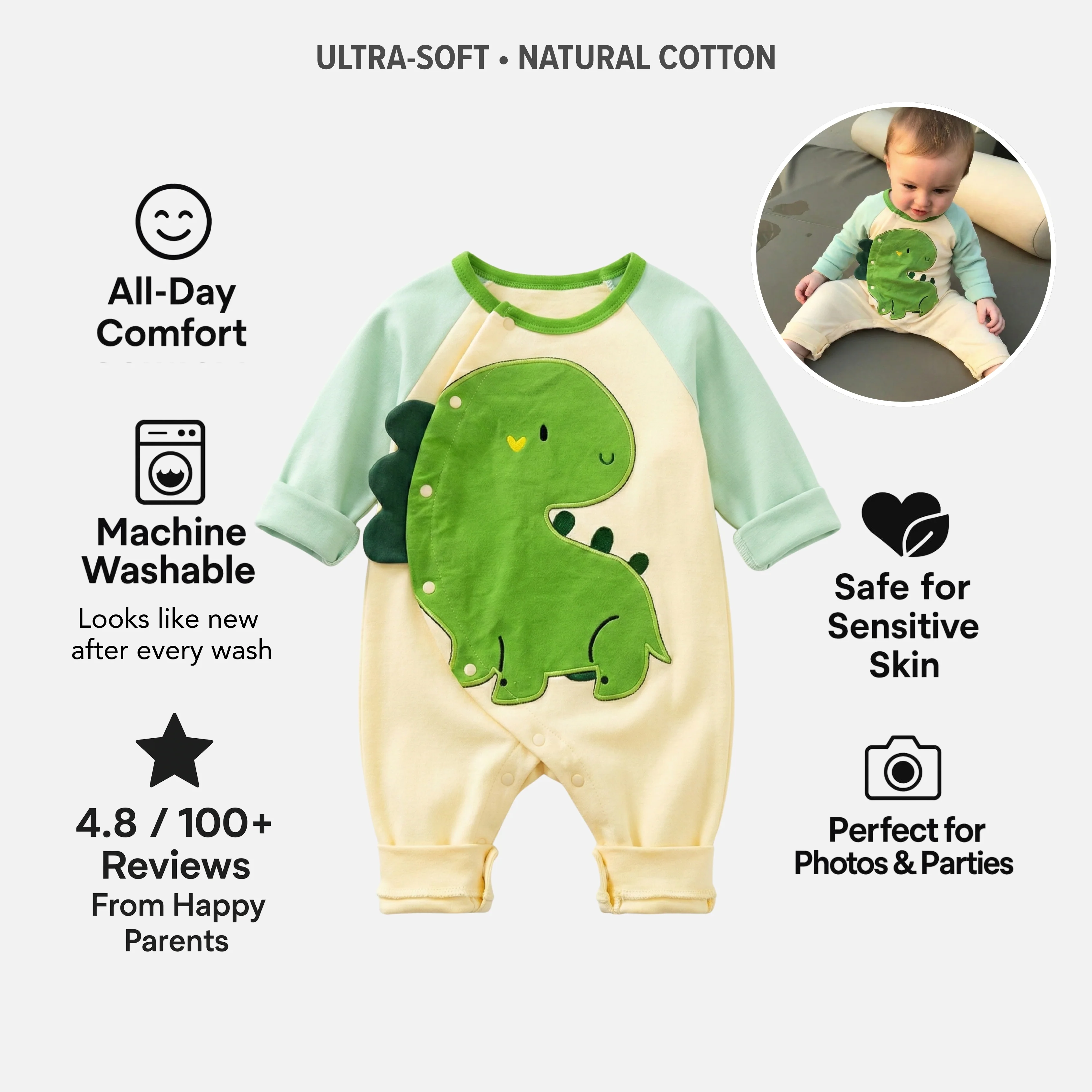 AMA™ Little Dino Kids Onesie - Image 3