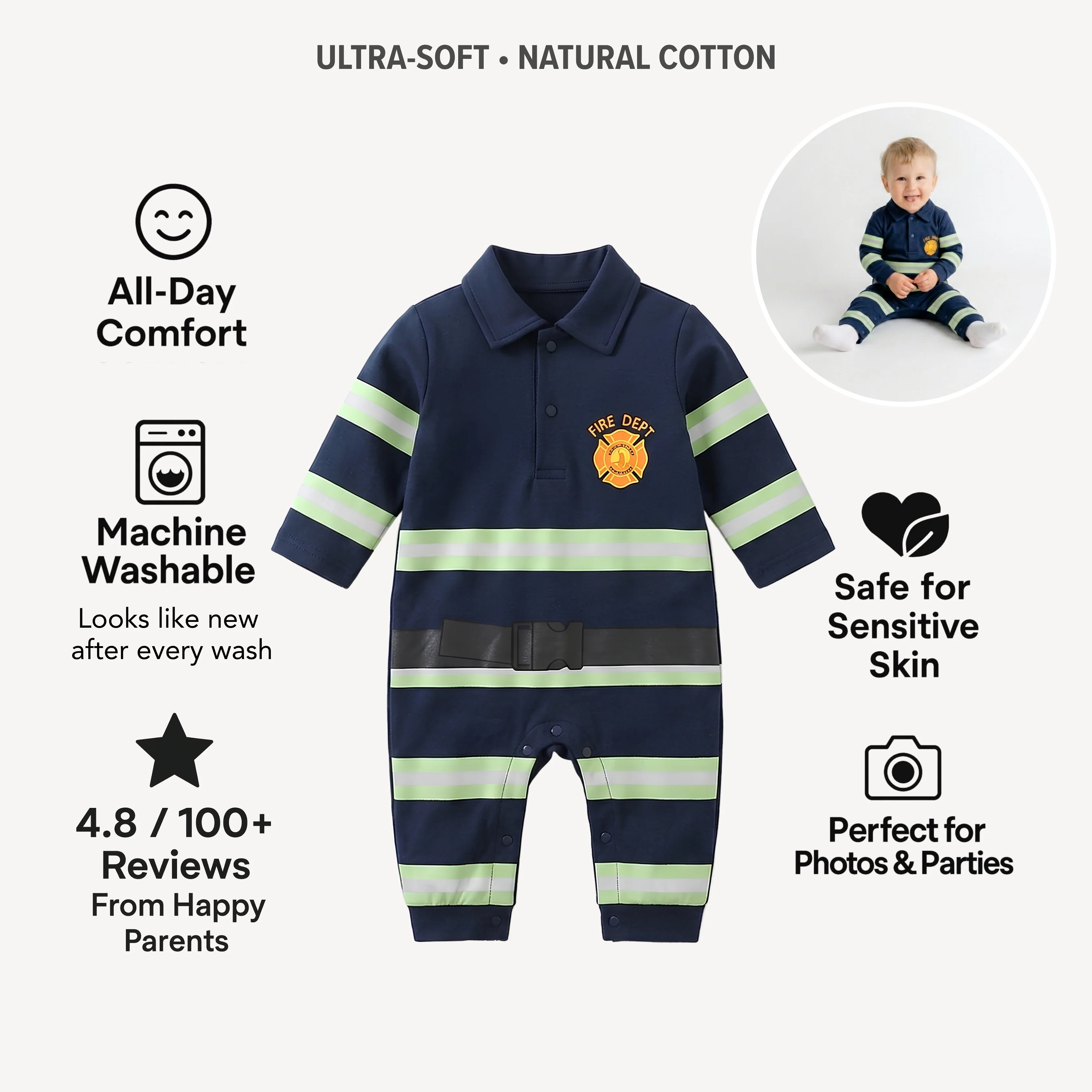 AMA™ Little Firefighter Kids Onesie - Image 4