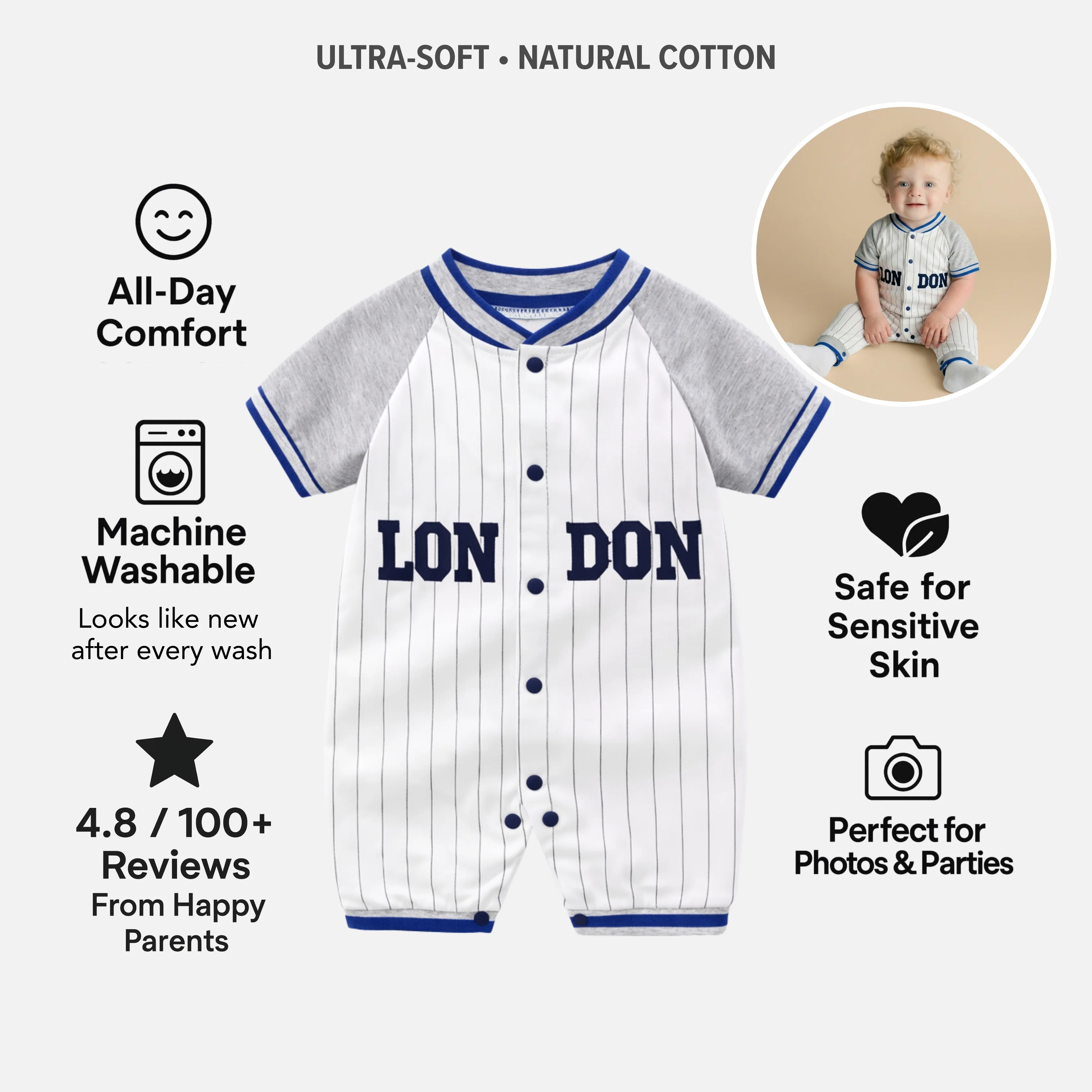 AMA™ Little London Slugger Kids Onesie - Image 4