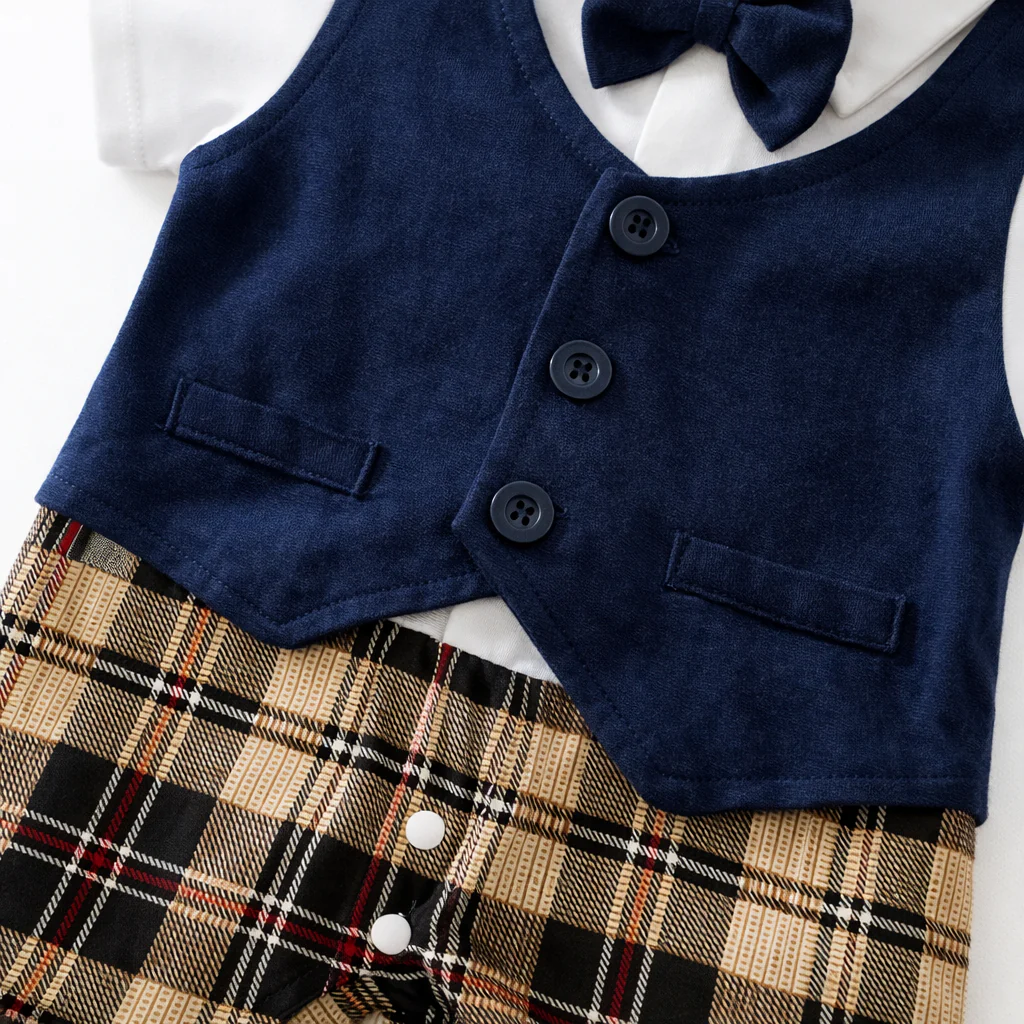 AMA™ Little Plaid Gentleman Kids Onesie - Image 7