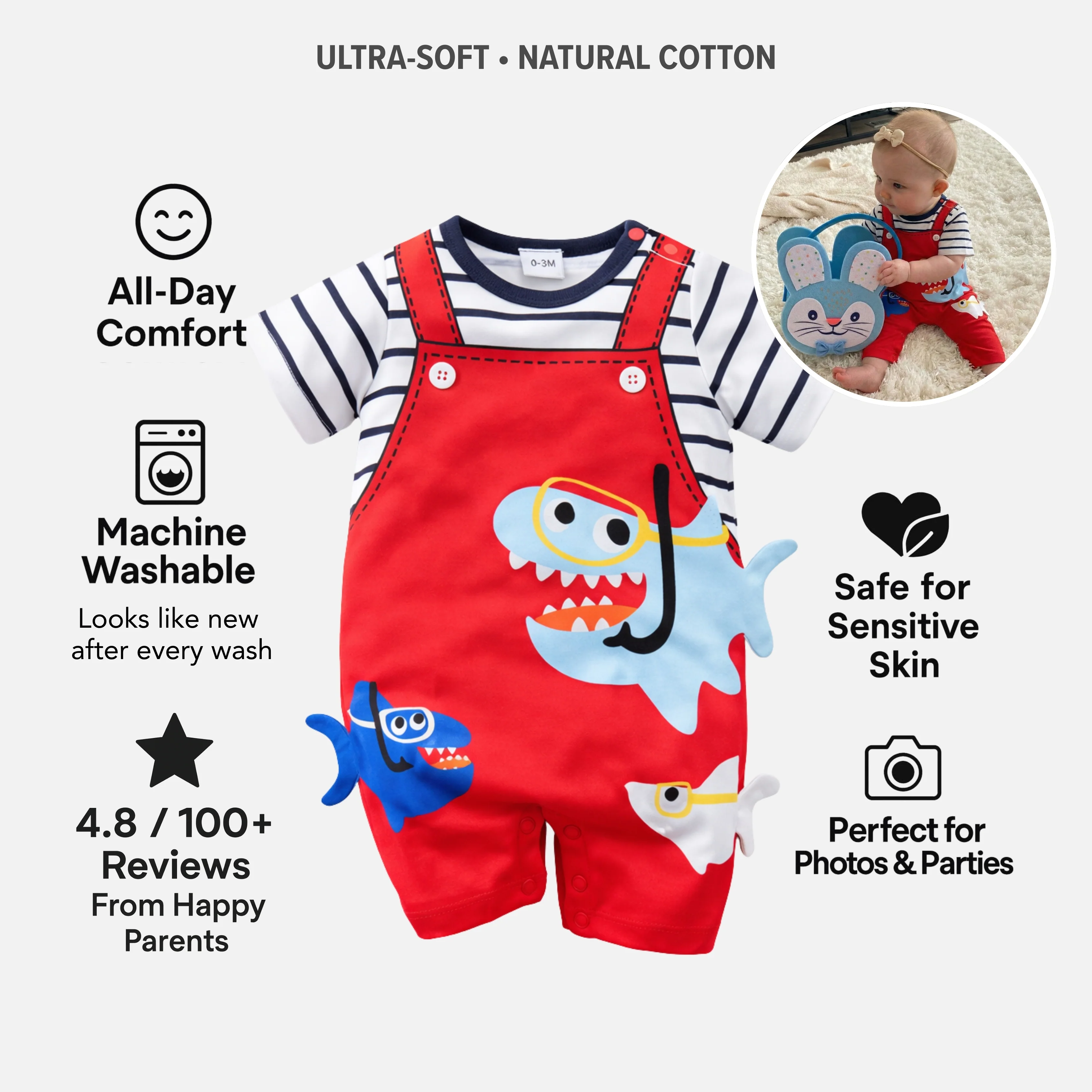 AMA™ Little Shark Diver Kids Onesie - Image 3