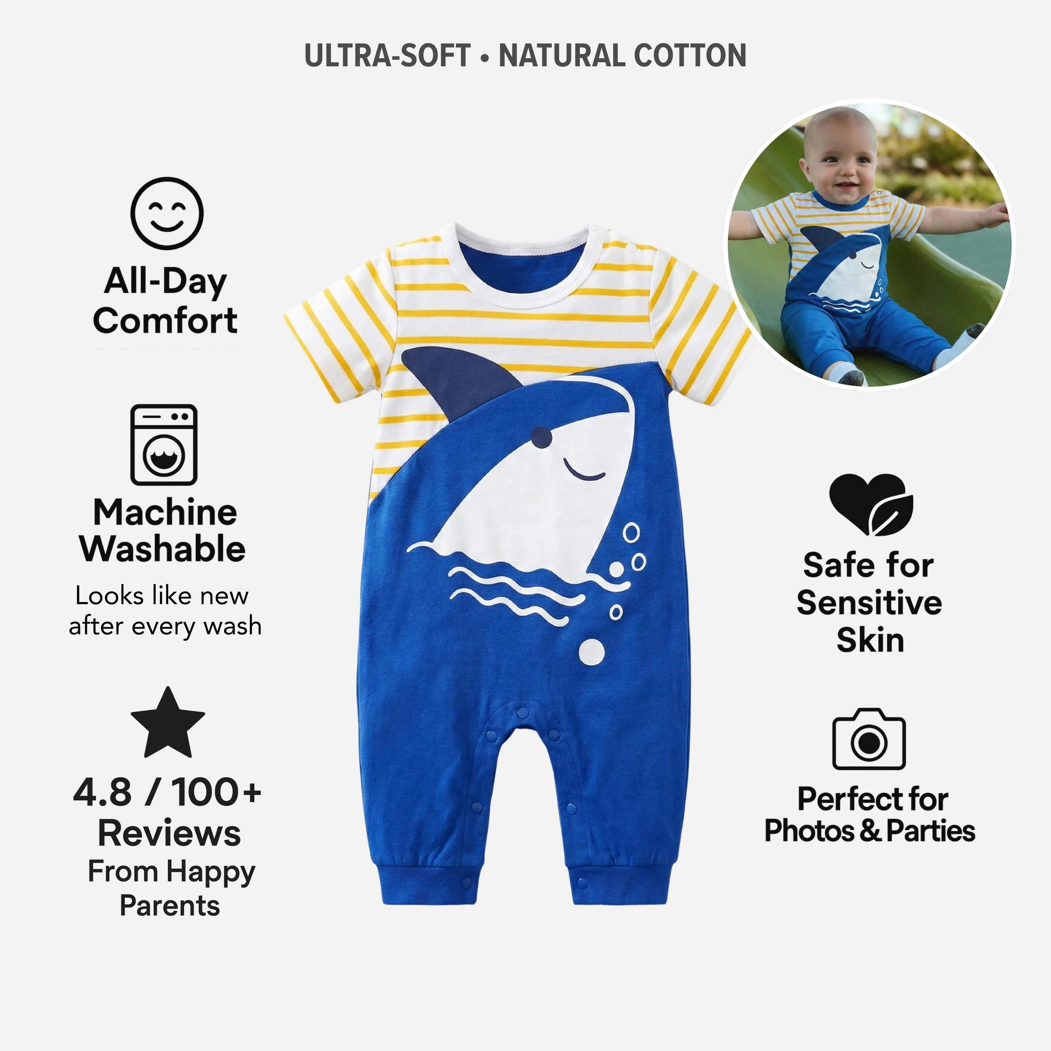 AMA™ Little Shark Kids Onesie - Image 3