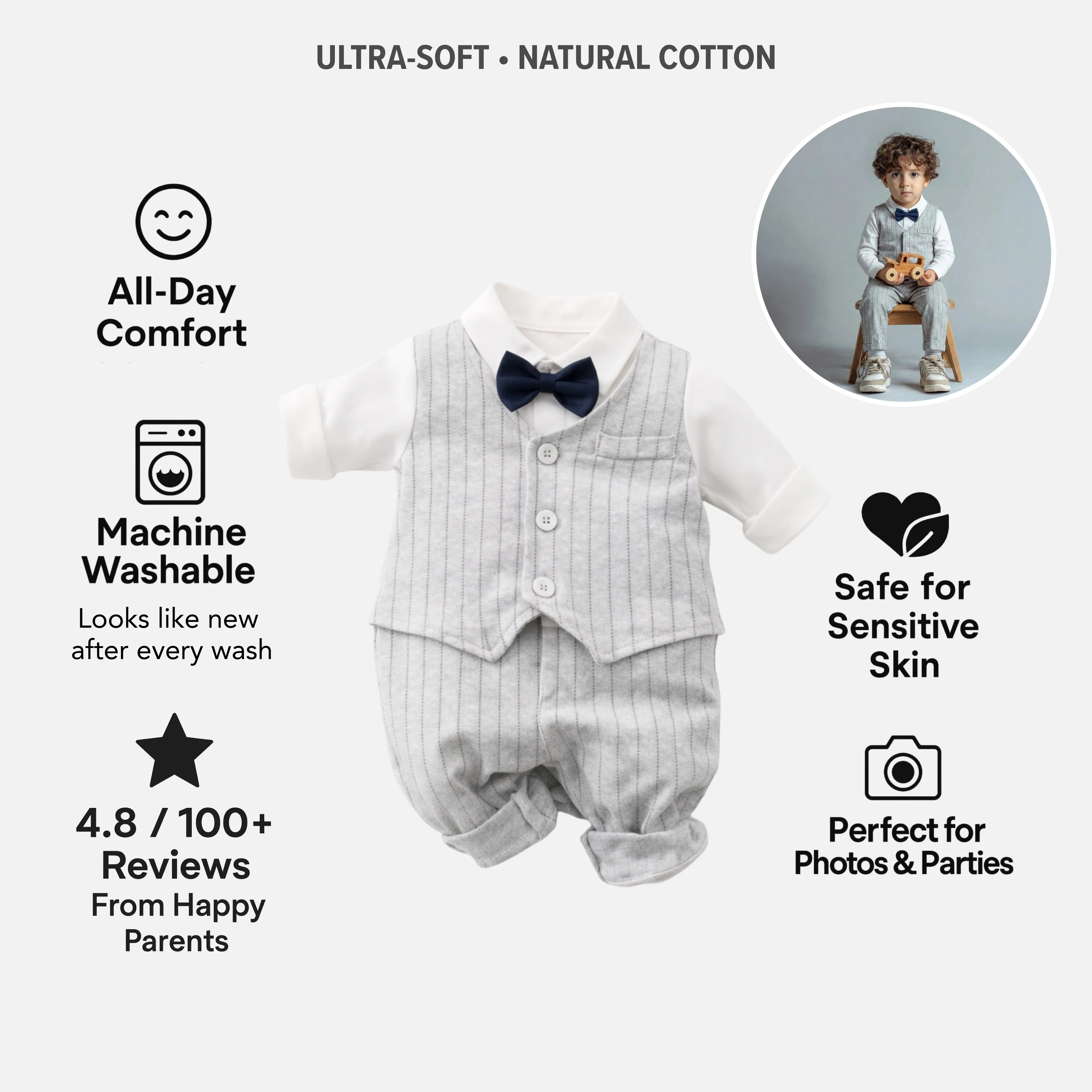 AMA™ Little Silver Gentleman Kids Onesie - Image 3