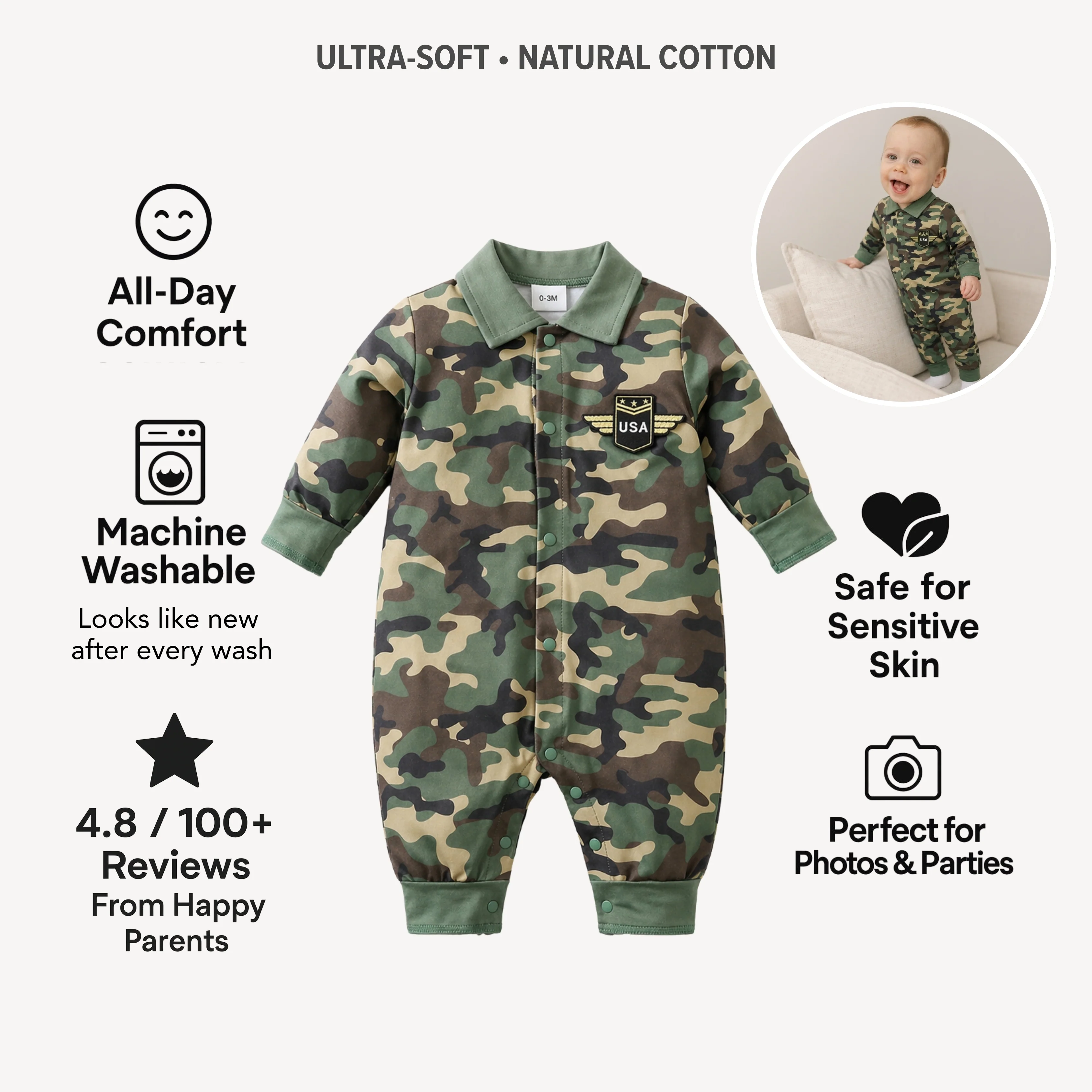 AMA™ Little Soldier Kids Onesie - Image 4