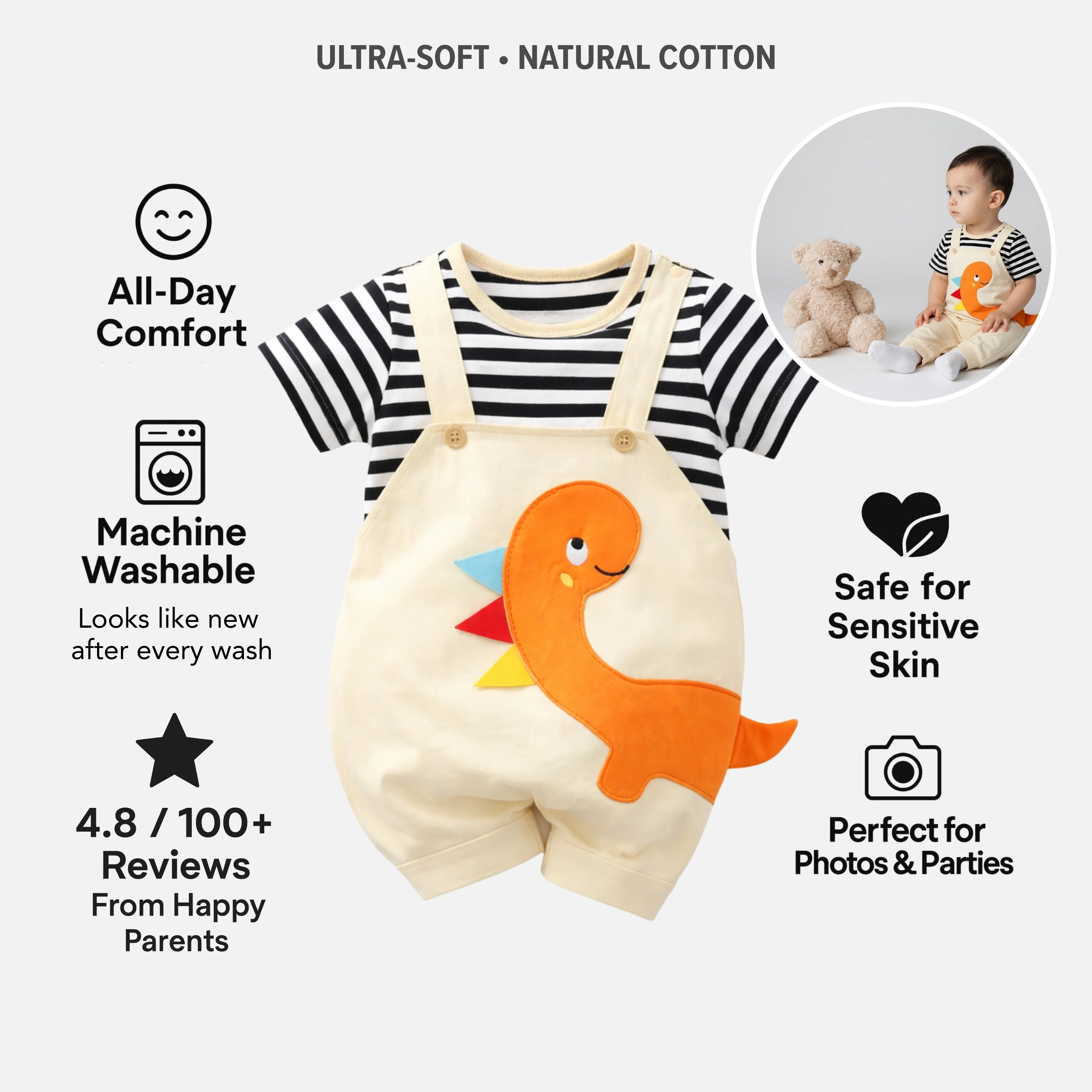 AMA™ Little Sunny Dino Kids Onesie - Image 4